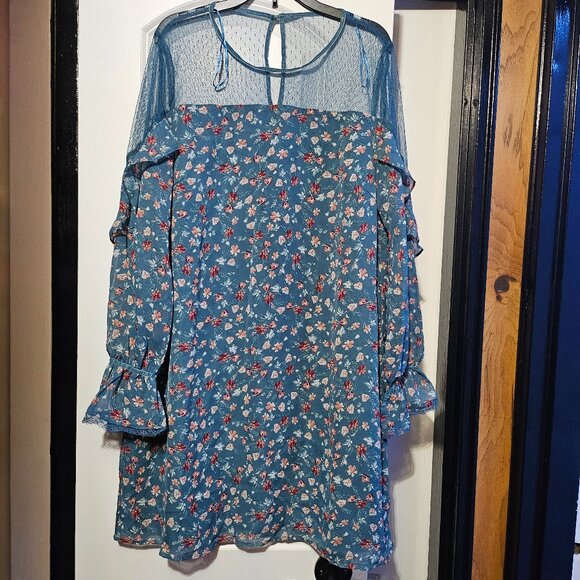 NWT Francesca's Collections Women's Floral Printed Mesh Top Midi Dress in Medium - Picture 1 of 9